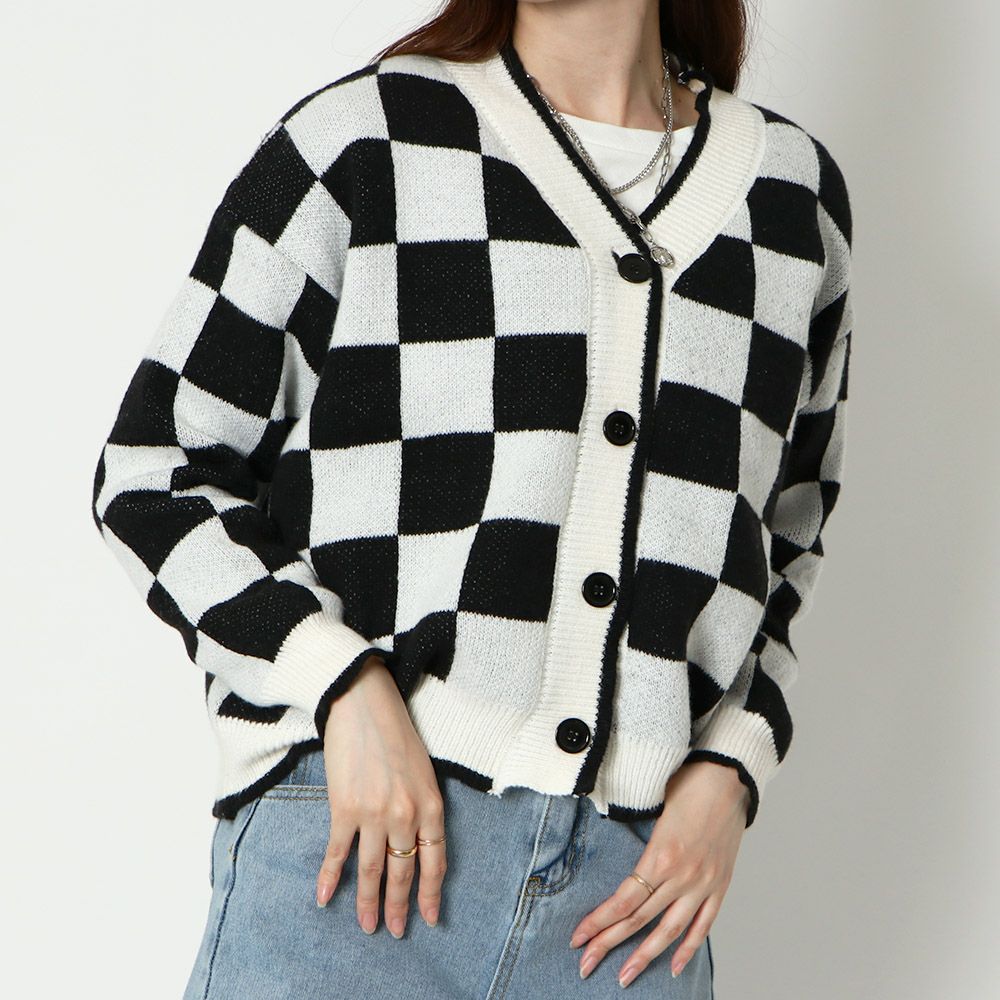 sheller】シェリエ modefullチェックカーディガン|長袖 sheller】シェリエ modefullチェックカーディガン|長袖