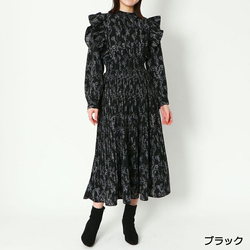 花柄フリルシャーリングワンピース | GORGE