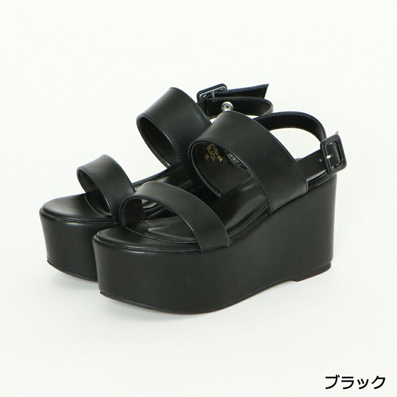 HARE 厚底ストラップサンダル ブラック レースレディース Lace Ladies クロス シュシュ ベルト 厚底