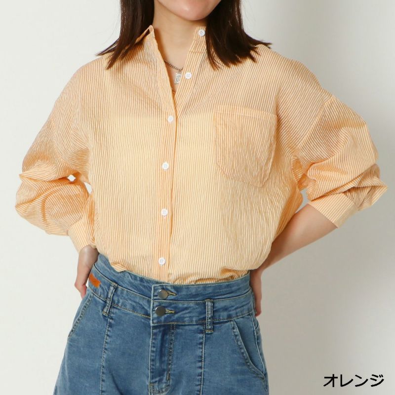 【ROMEO GIGLI】 シアーストライプ ハイカラーシャツ 104462062.jpg?basethum=225