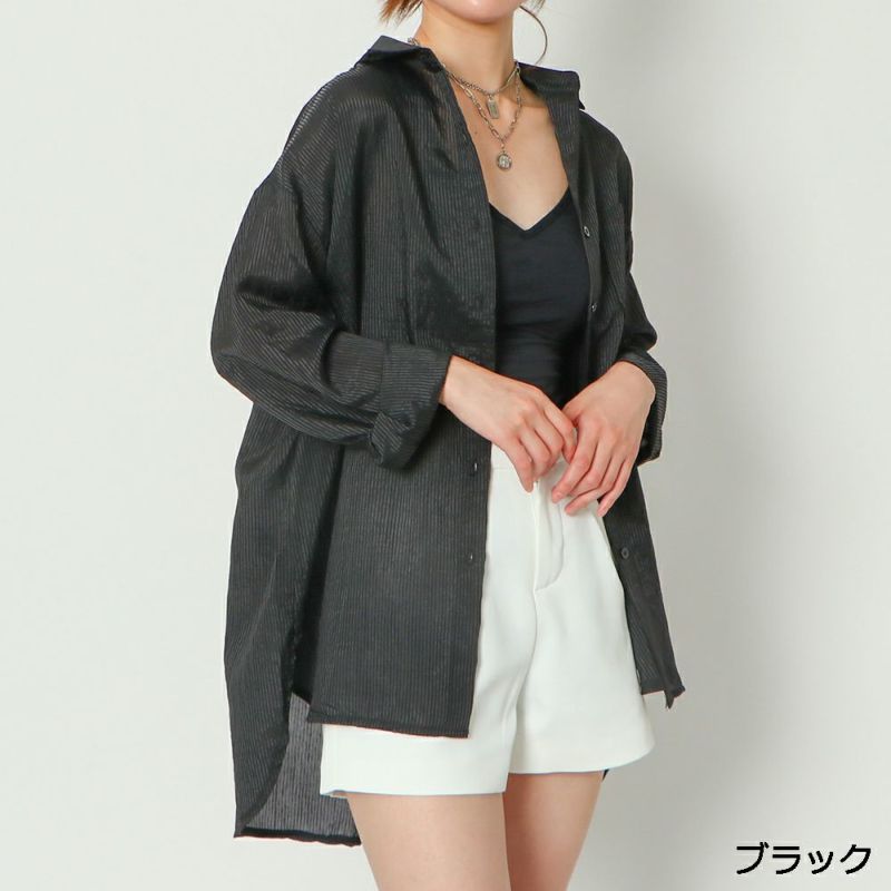 【ROMEO GIGLI】 シアーストライプ ハイカラーシャツ 104462062.jpg?basethum=225