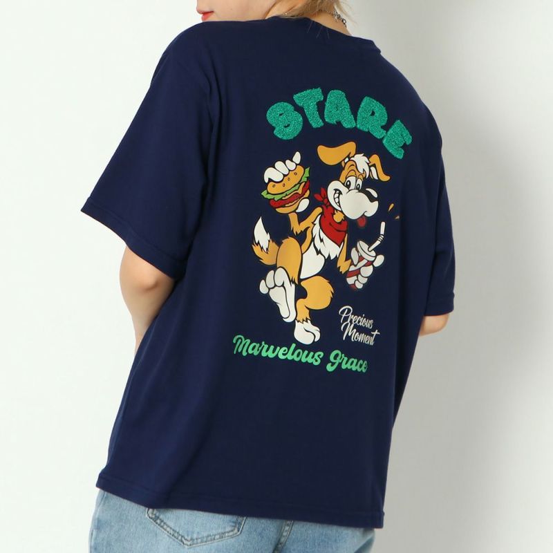 アメコミDOG×サガラ刺繍》レディース 半袖 Tシャツ キャラクター