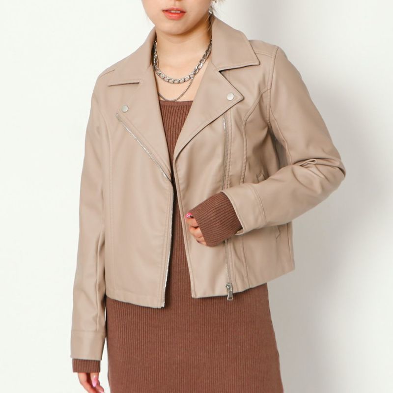 SLOBE グレージュ ライダースジャケット36 SLOBE グレージュ ライダースジャケット36