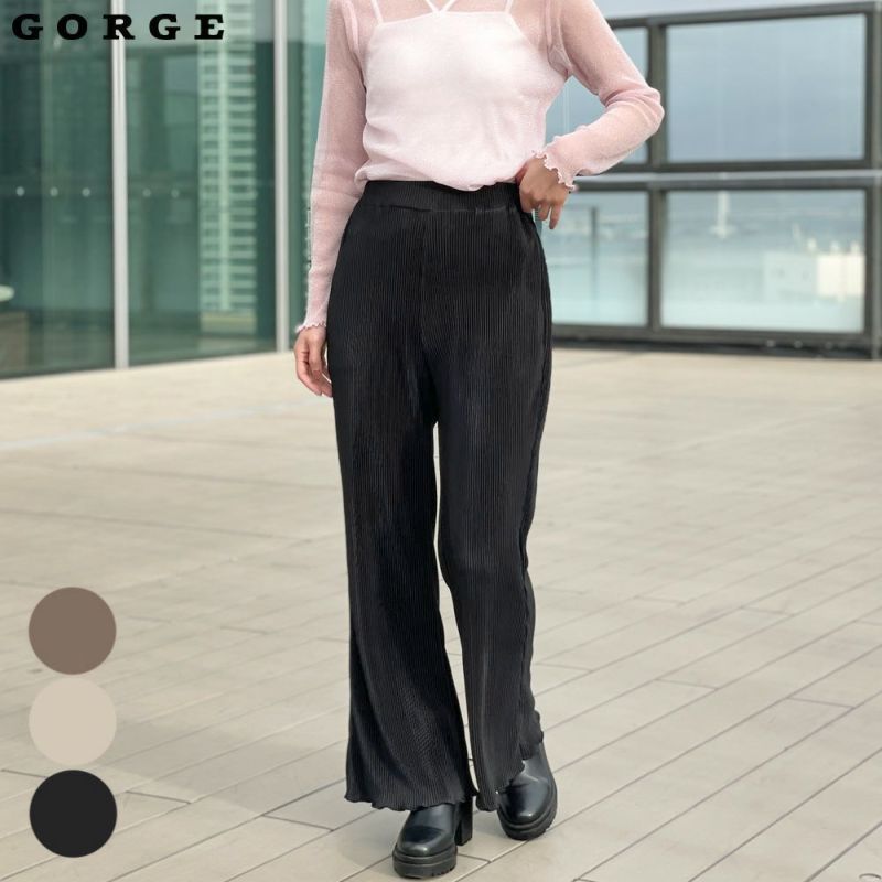 Momota様7点❤️☘️P1☘新品 GORGE 柄プリーツフレアパンツ F プリーツフレアパンツ | GORGE