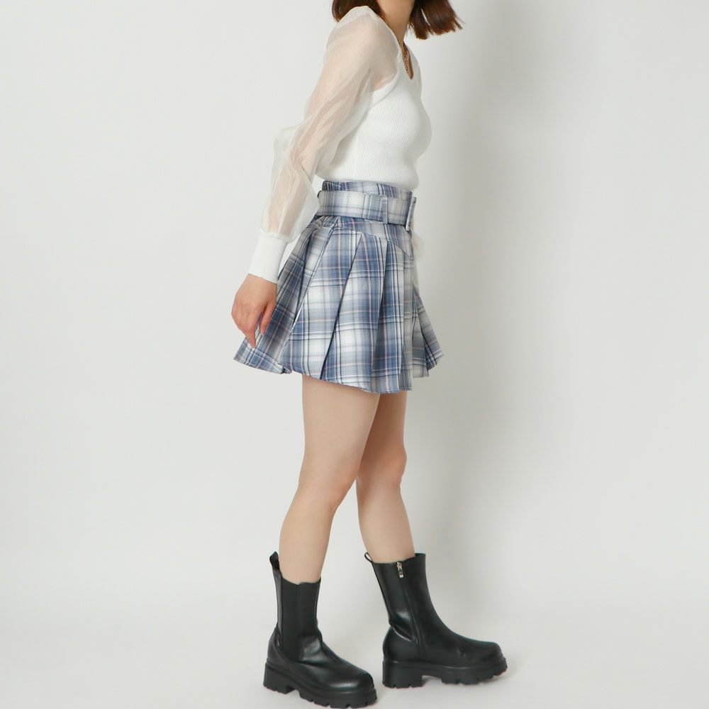 ベルト付きチェックプリーツスカート | GORGE