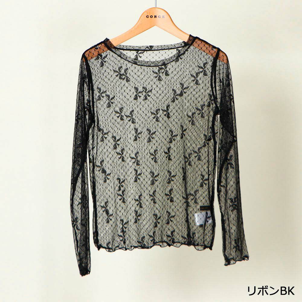 クルーネックリボンシアーTOPS | GORGE