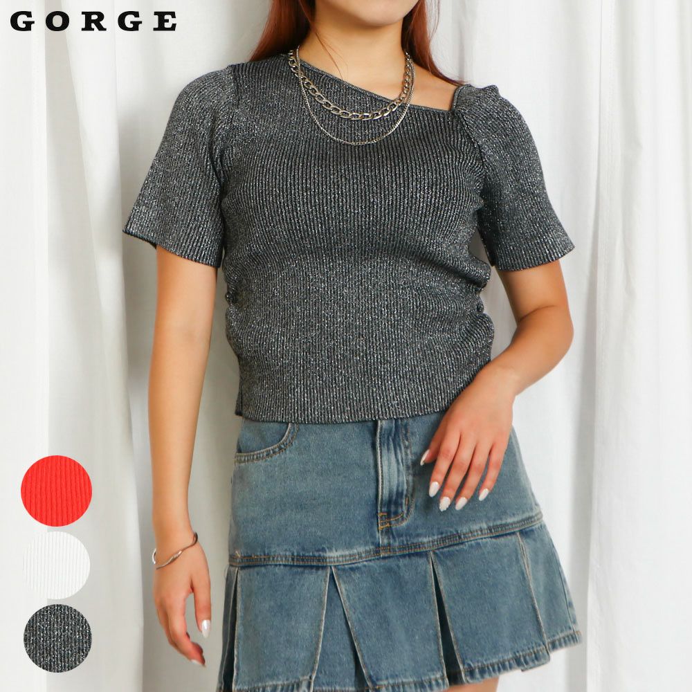 アシメギャザーニットプルオーバー | GORGE