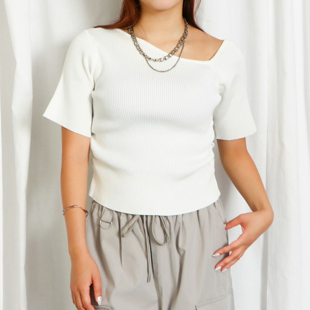 アシメギャザーニットプルオーバー | GORGE