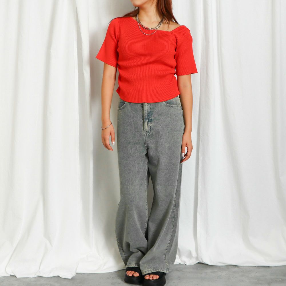 アシメギャザーニットプルオーバー | GORGE