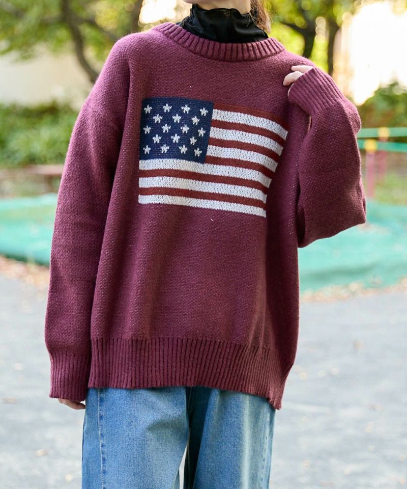USAフラッグ×オーバーシルエット》レディース ニット セーター