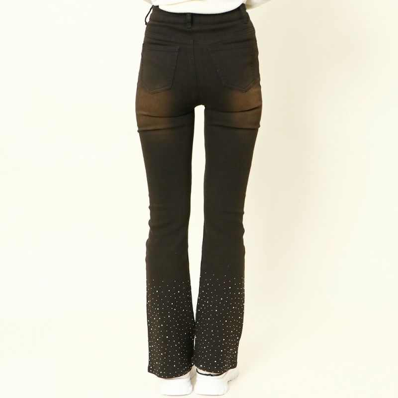 Emmy ランダムラインストーンフレアデニムパンツ ランダムライン