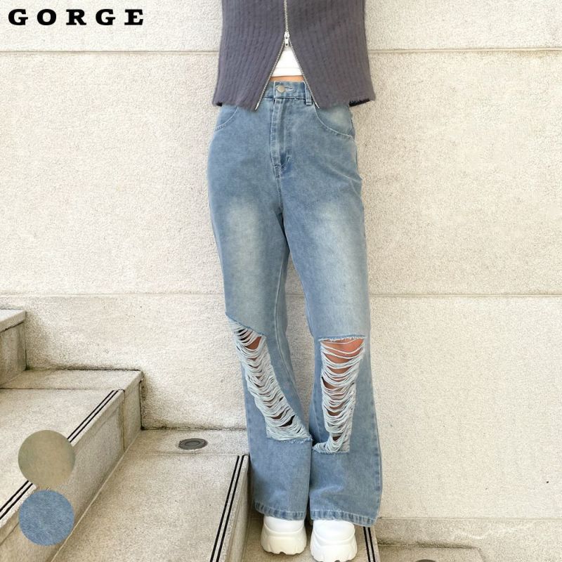 フレアーダメージデニムパンツ | GORGE