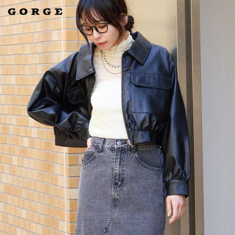 ショート丈合皮ブルゾン | GORGE