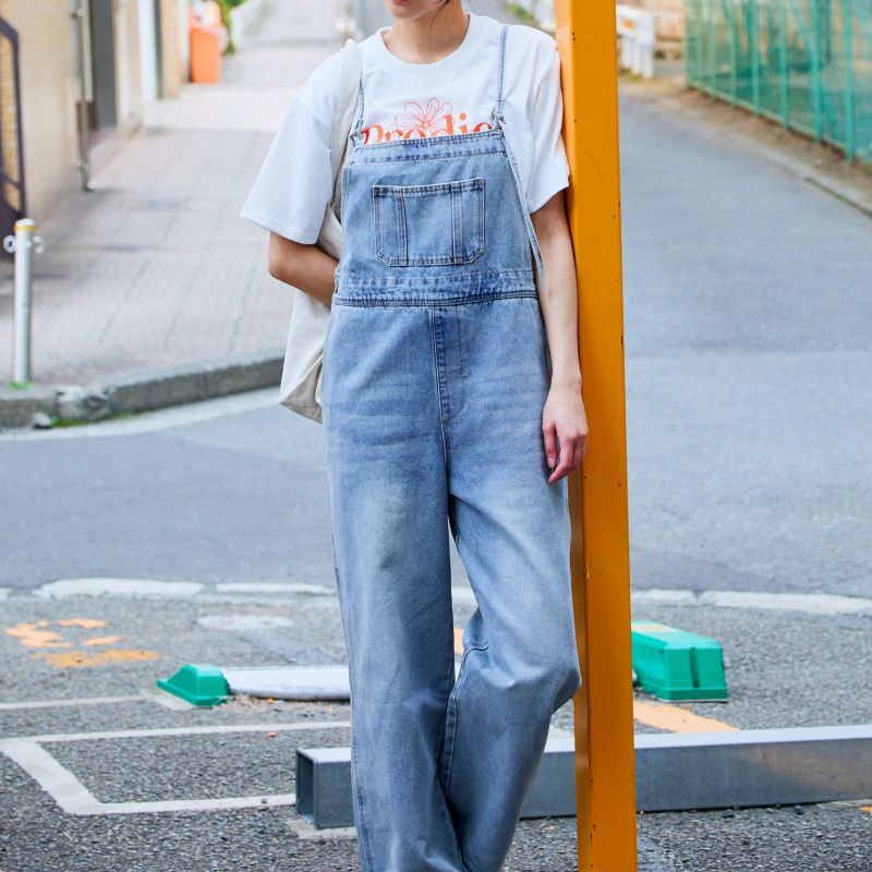 華奢ストラップ×美シルエット》レディース デニムキャミサロペット