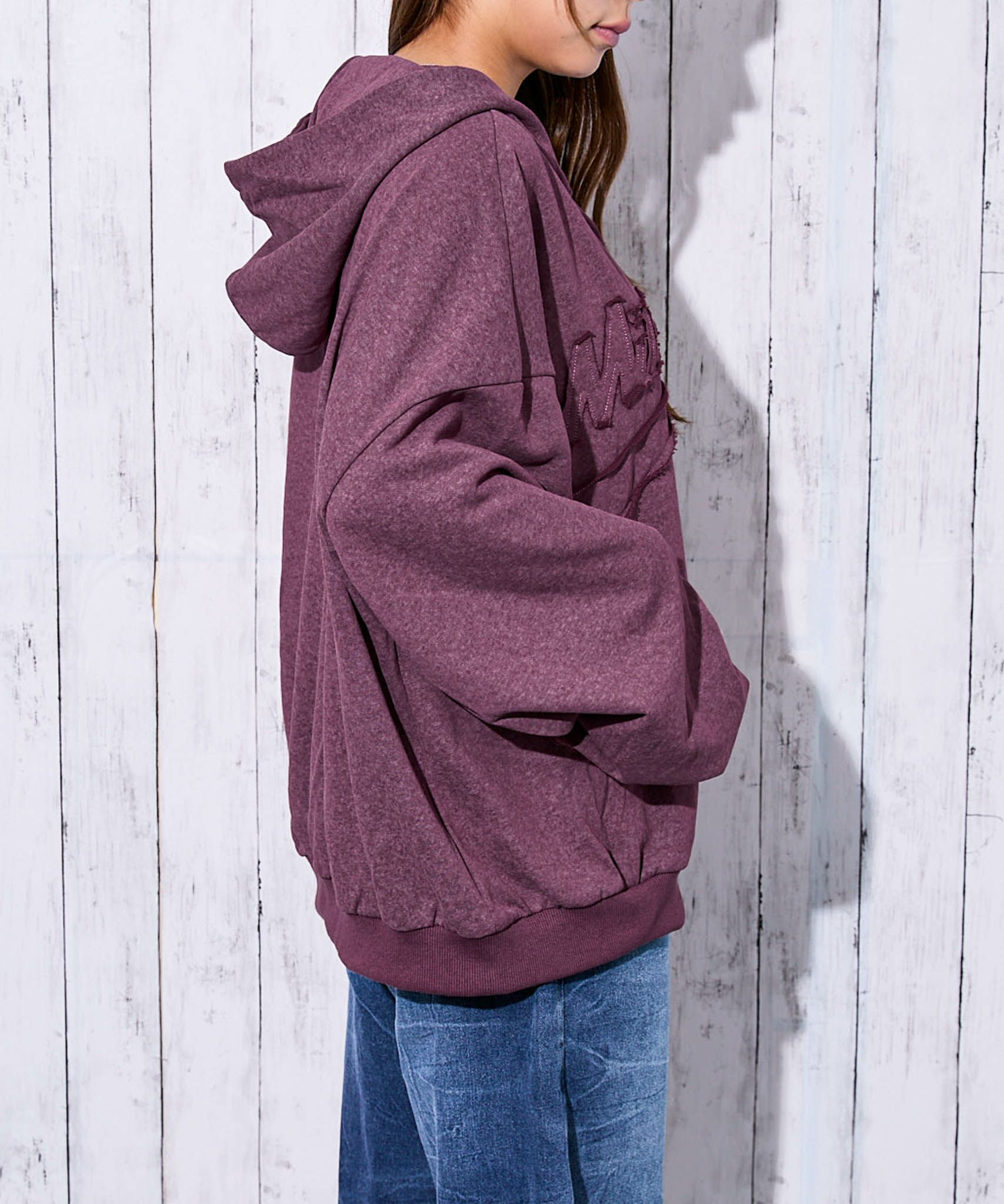 ロゴ刺繍》ピグメントZIPパーカー／立体デザイン | GORGE