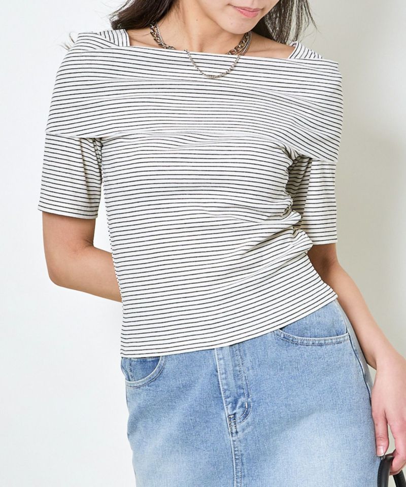 専用　グレー 半袖オフショルダー トップス F KOEISTORE ワンショルダー オフショルダー カットソー Tシャツ