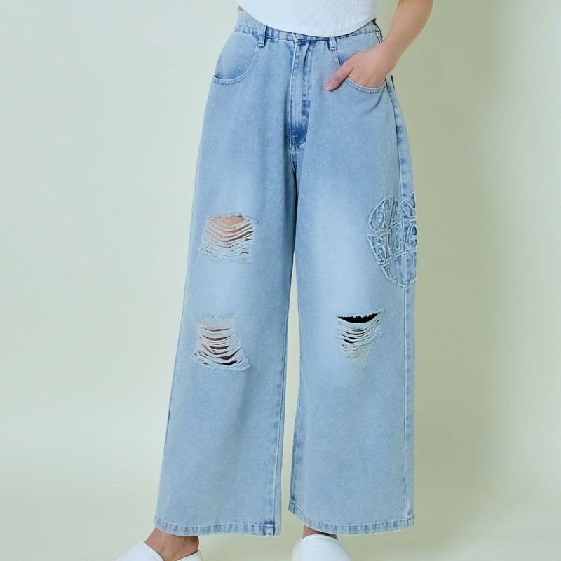 ハートタタキツケダメージデニムパンツ | GORGE