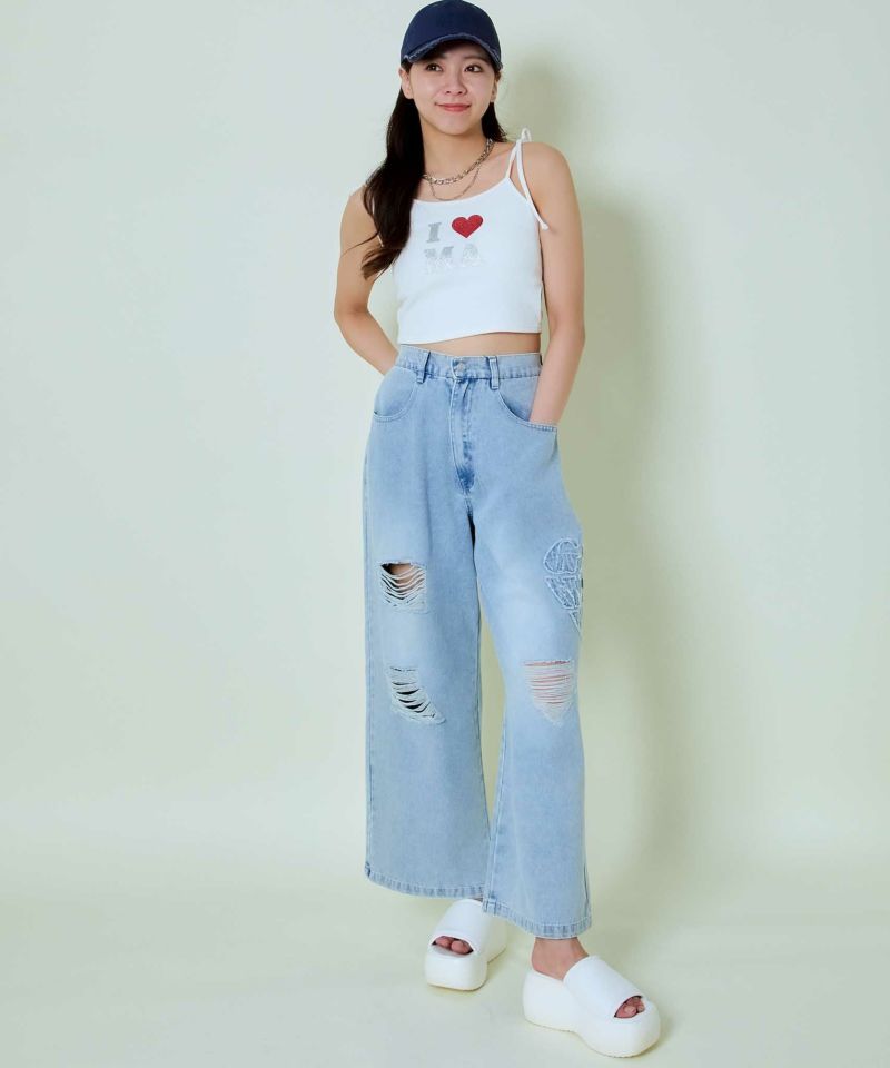 ハートタタキツケダメージデニムパンツ | GORGE