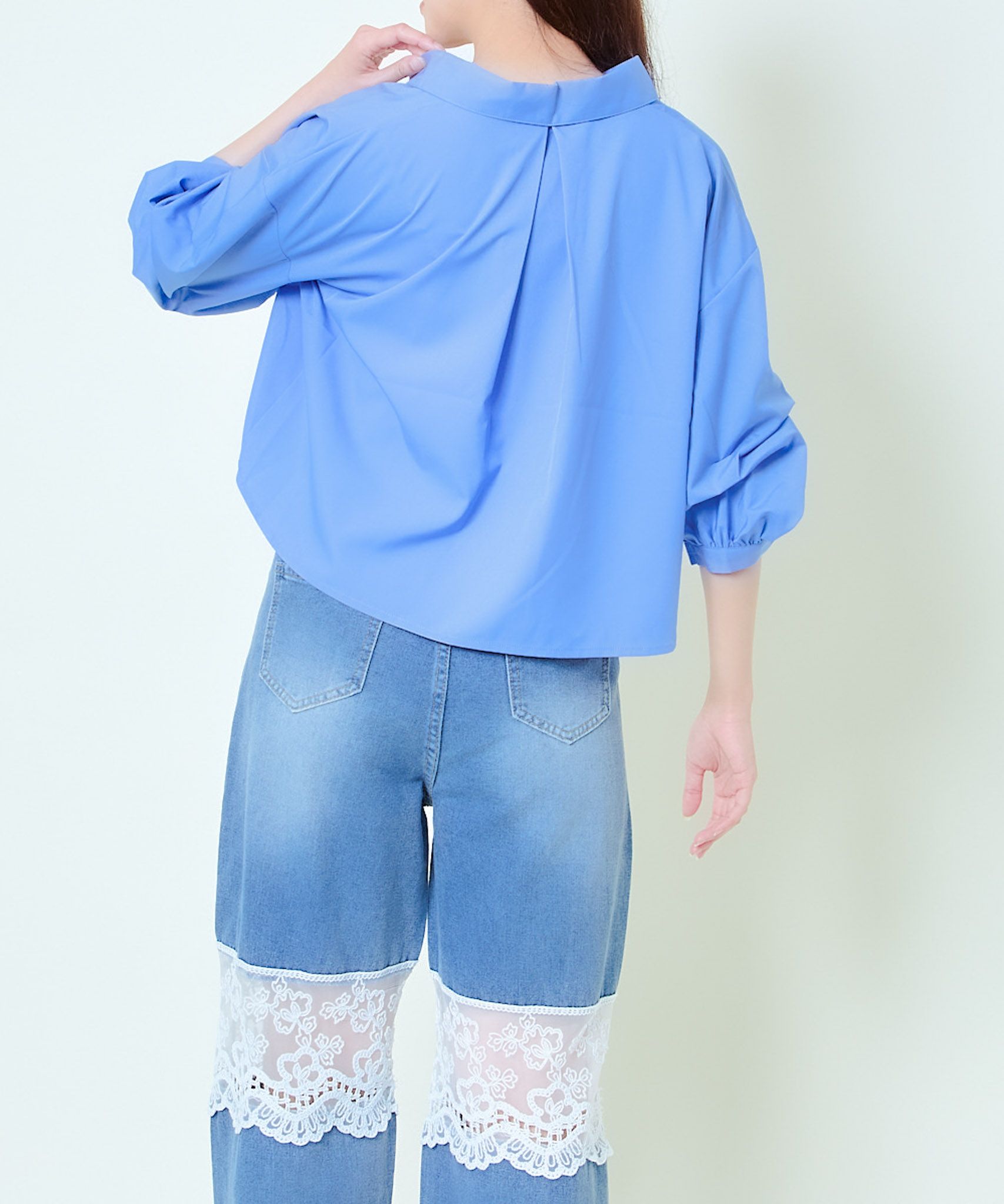 抜け感×立体タック》レディース ポリエステル スキッパーシャツ