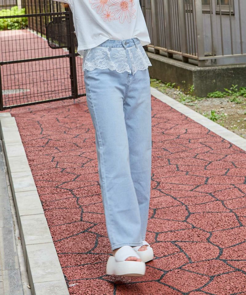 超美品！【ピンクハウス】裾に可愛いチュールレース付きジーンズ mamapocket4976_20190531-13