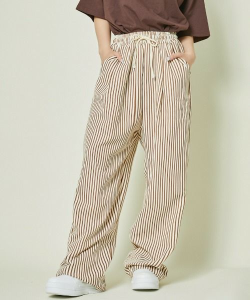 パンツ ワイドレッグ ロング アメリカン リラクゼーション S/M/L アメリカンホリック AMERICAN HOLIC 接触冷感サラックスワイド