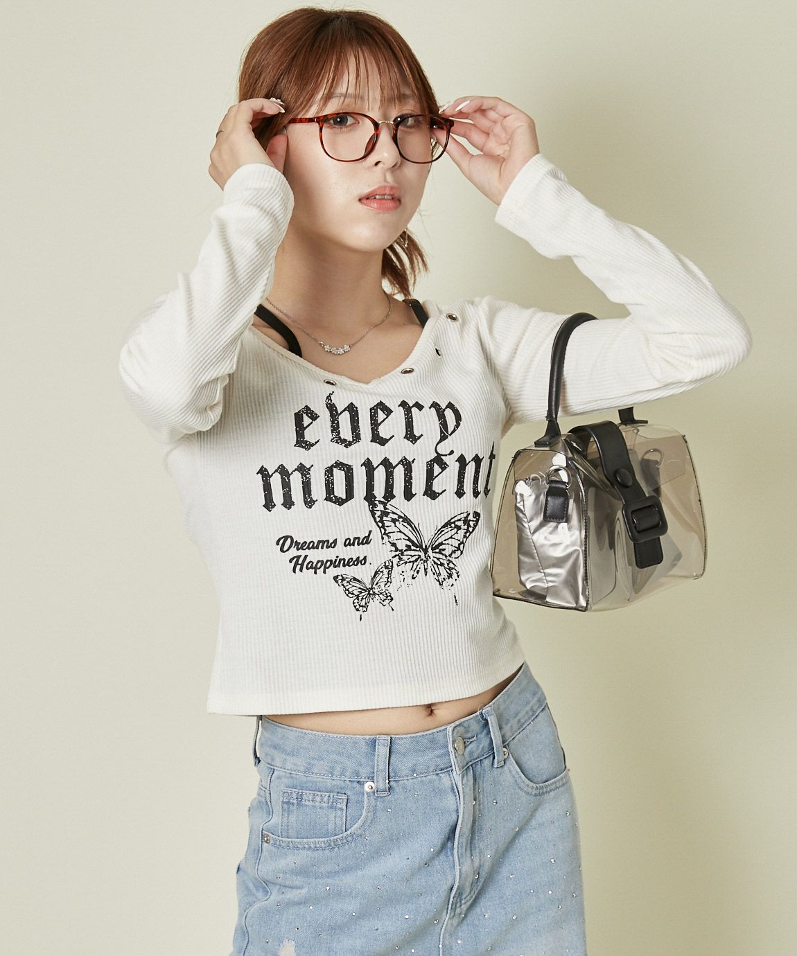 バタフライロゴ×アイレット開き》クロスレイヤートップス | GORGE