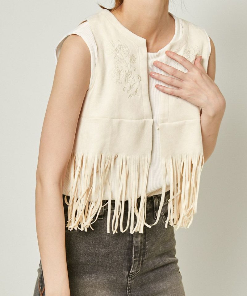 【70s~】フリンジベスト　ベージュ　スエード　レザー　ハンドメイド　ウエスタン 70s Levi'sリーバイス フリンジ カウハイド スエード レザー