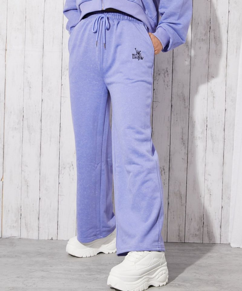 きらめくラメ刺繍×リラックスシルエット》裏毛スウェットパンツ ワイド