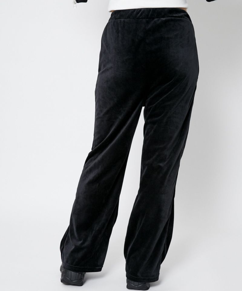 ベロア×フレアシルエット》レディース ロゴ刺繍パンツ