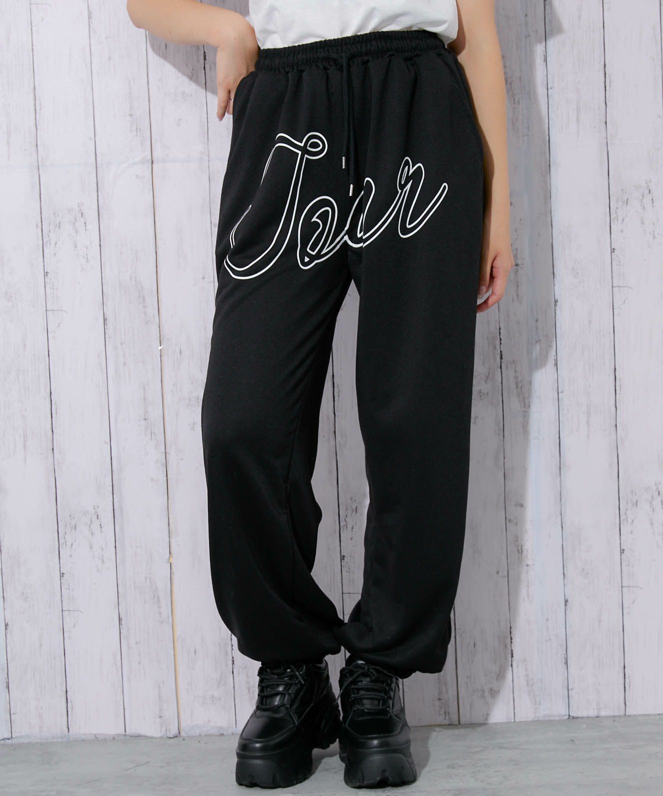 翼×ロゴデザイン》レディース 裏毛 スウェットパンツ ラバープリント