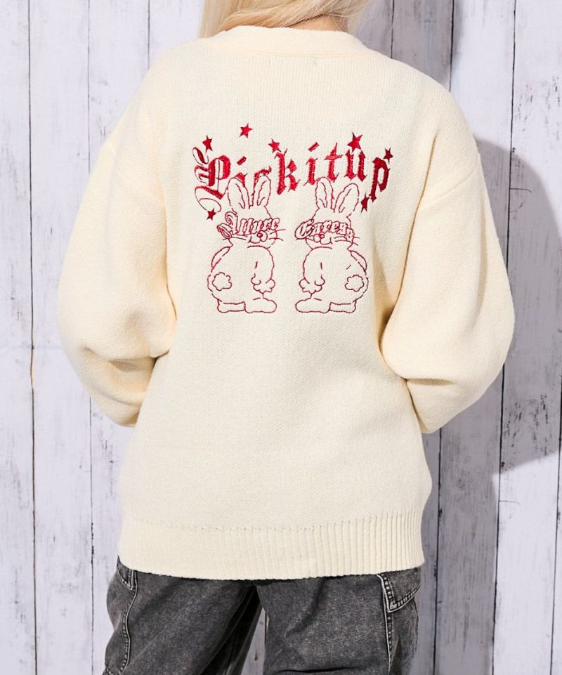 ラビット刺繍×ゆるシルエット》レディース ニットカーディガン