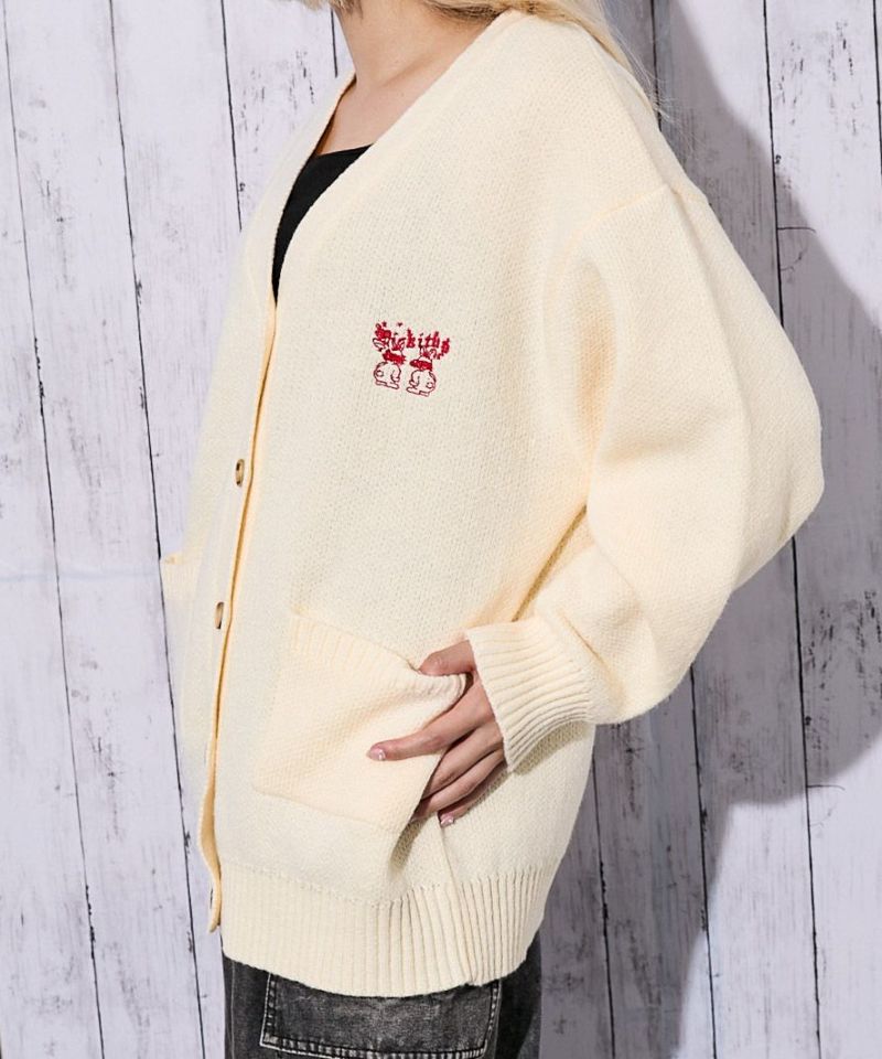 ラビット刺繍×ゆるシルエット》レディース ニットカーディガン