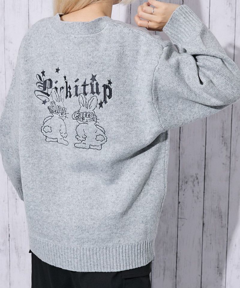 ラビット刺繍×ゆるシルエット》レディース ニットカーディガン