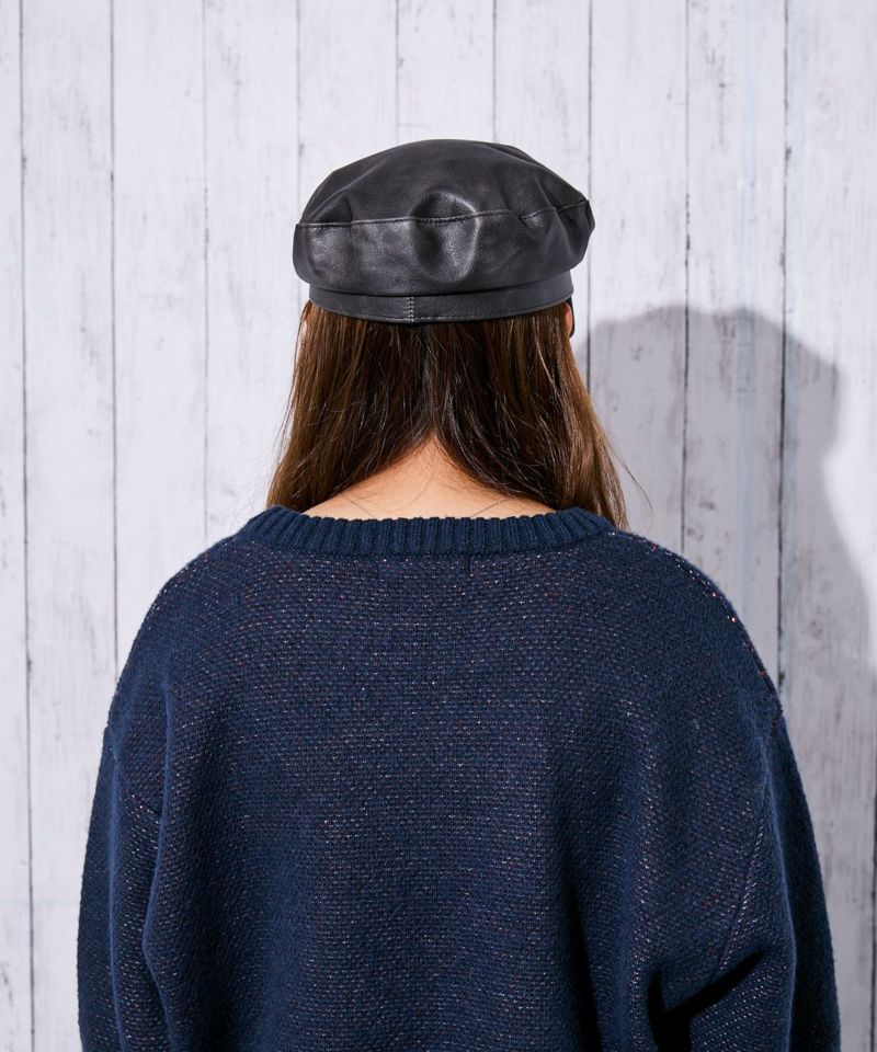 フェイクレザー×大人映え》レディース キャスケット 帽子 秋冬