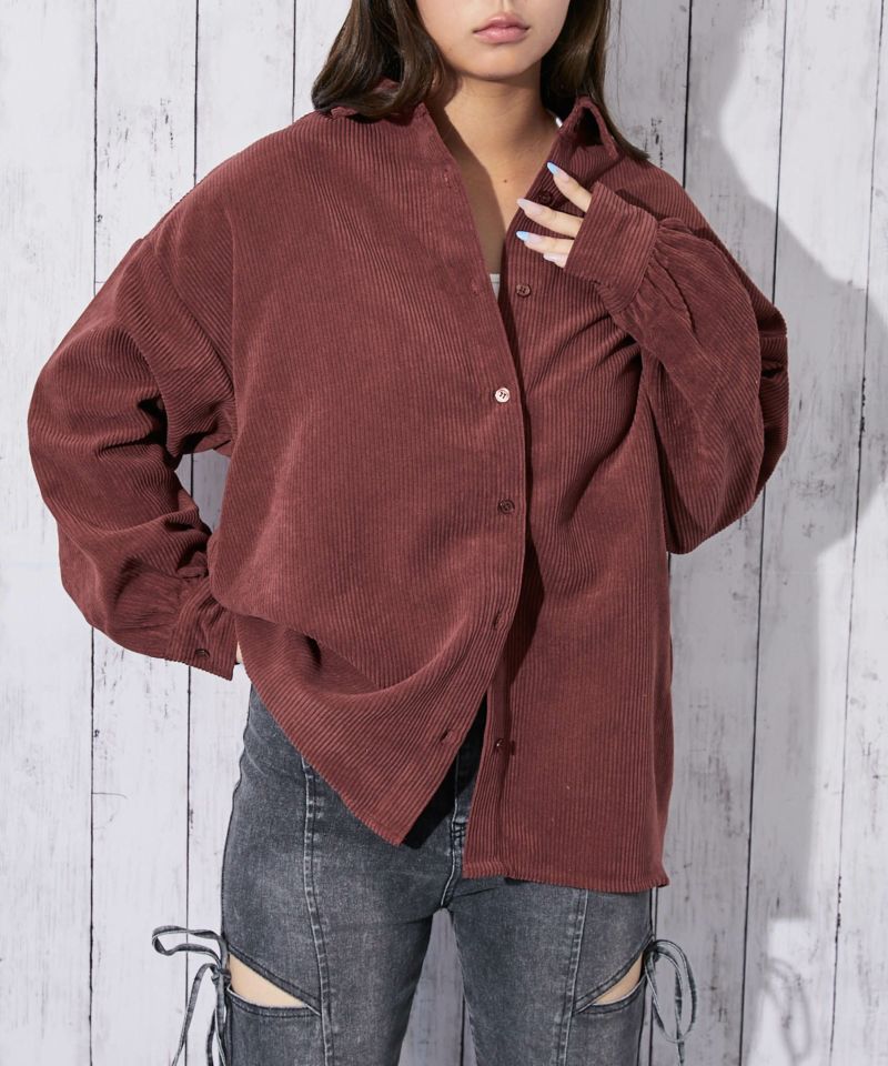 ゆるシルエット×季節感素材》レディース コーデュロイ ビッグシャツ