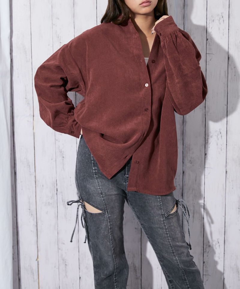 ゆるシルエット×季節感素材》レディース コーデュロイ ビッグシャツ