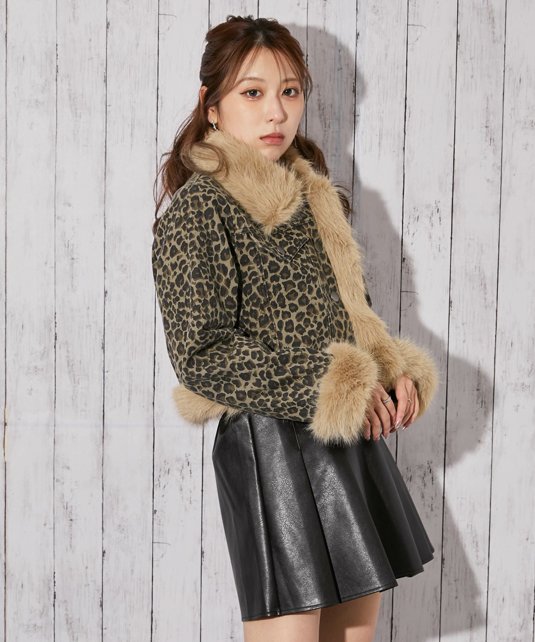 ファーデザイン×デニム》レディース ジャケット 裏付き ショート丈