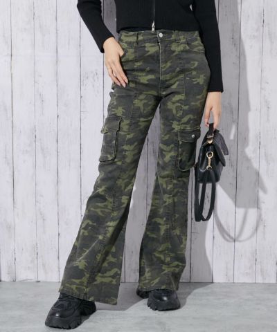 Obelisk フレアミリタリーカーゴパンツ 迷彩 デニム Amazon | [AKUNSY