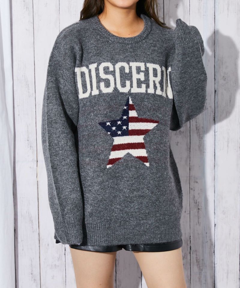 ロゴ×スター柄》レディース ジャカードニット プルオーバー | GORGE ロゴ×スター柄》レディース ジャカードニット プルオーバー | GORGE