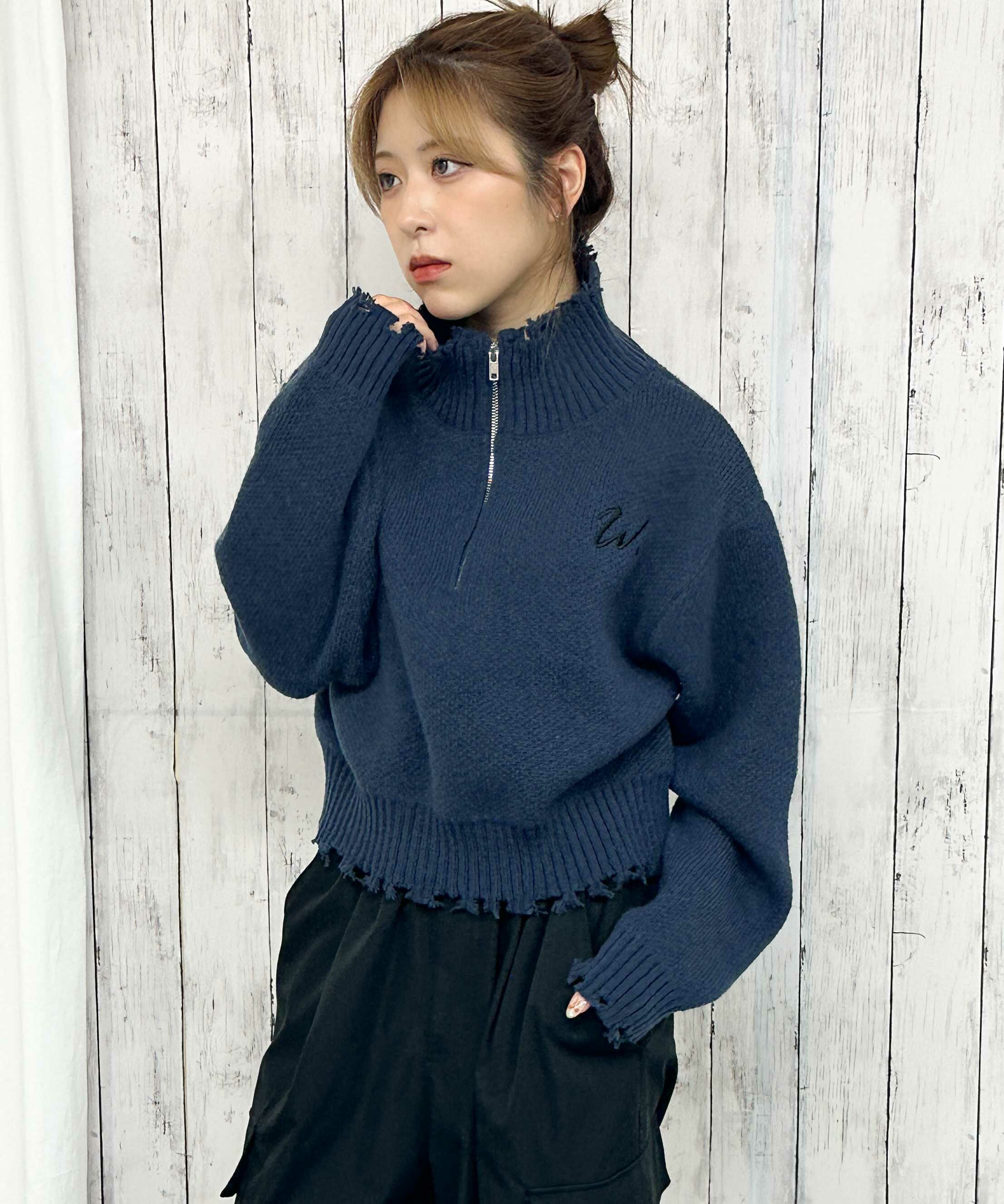 デサント レディース ハーフジップニット 宅配便】ハーフジップニット