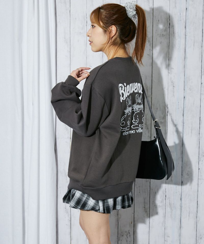 バックプリント×バニーロゴ》レディース 裏起毛 スウェット トレーナー