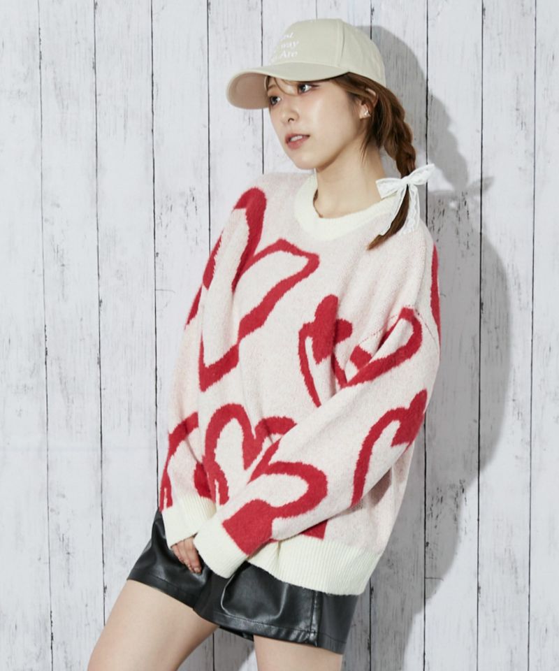 ハートライン×起毛タッチ》レディース ニットプルオーバー ゆる