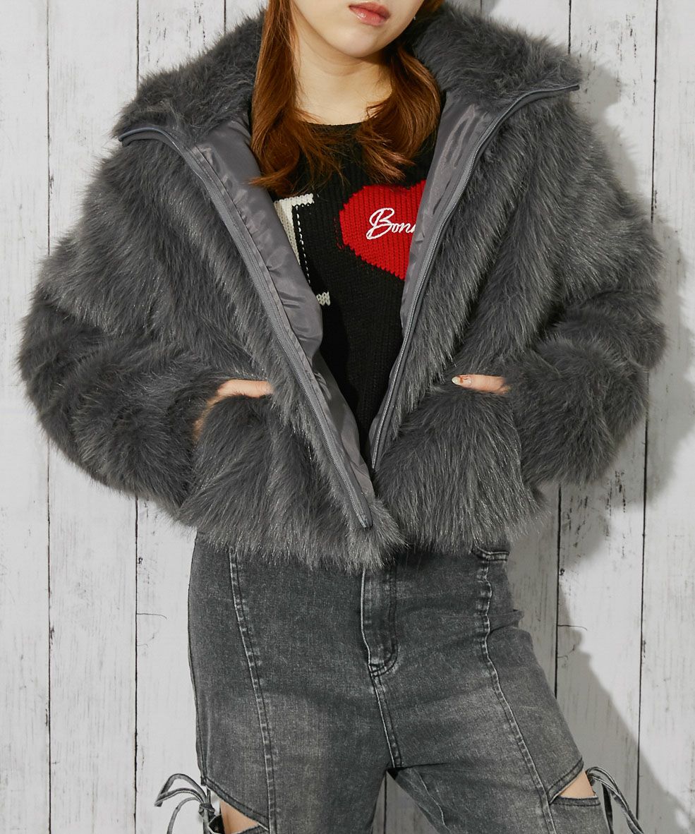 ふわつやシャギー質感》レディース フェイクファー ブルゾン あったか