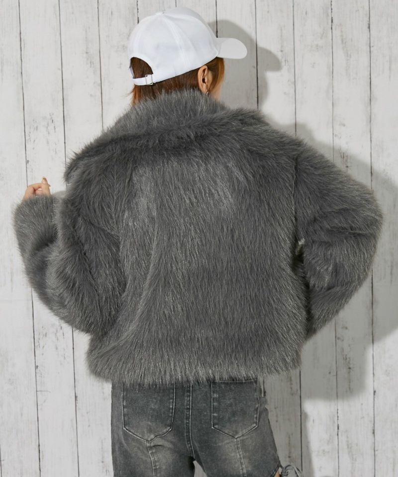 ふわつやシャギー質感》レディース フェイクファー ブルゾン あったか