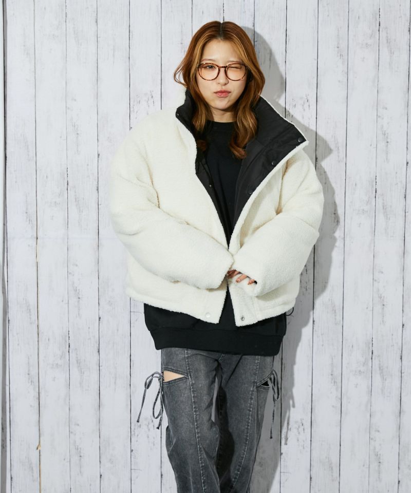 2WAYリバーシブル》レディース ボア×中綿ブルゾン あったか防寒