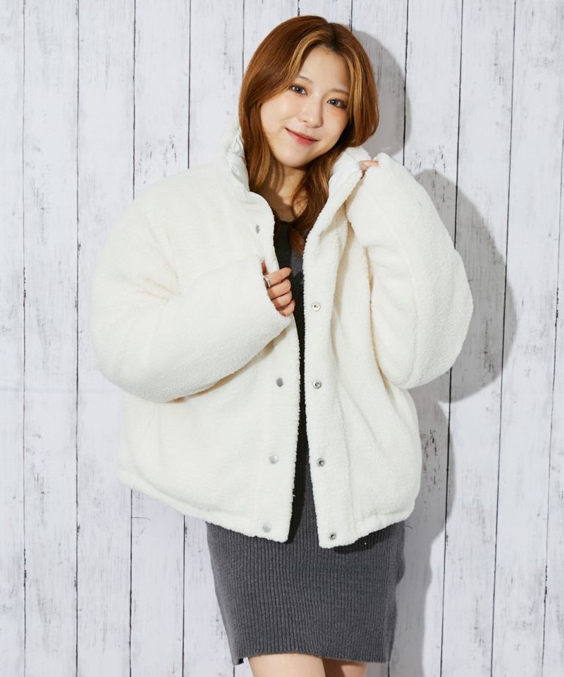 2WAYリバーシブル》レディース ボア×中綿ブルゾン あったか防寒