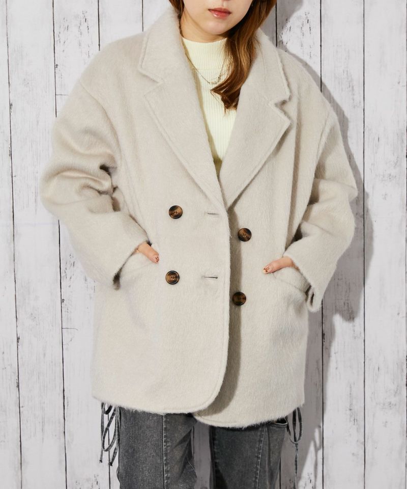 ふんわりシャギー質感》レディース ハーフコート あったか