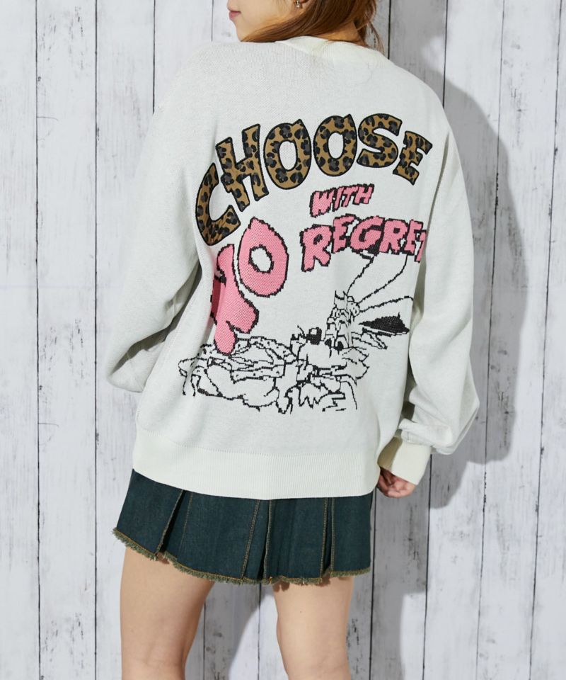 バックロゴ×グラフィック》レディース ニットカーディガン