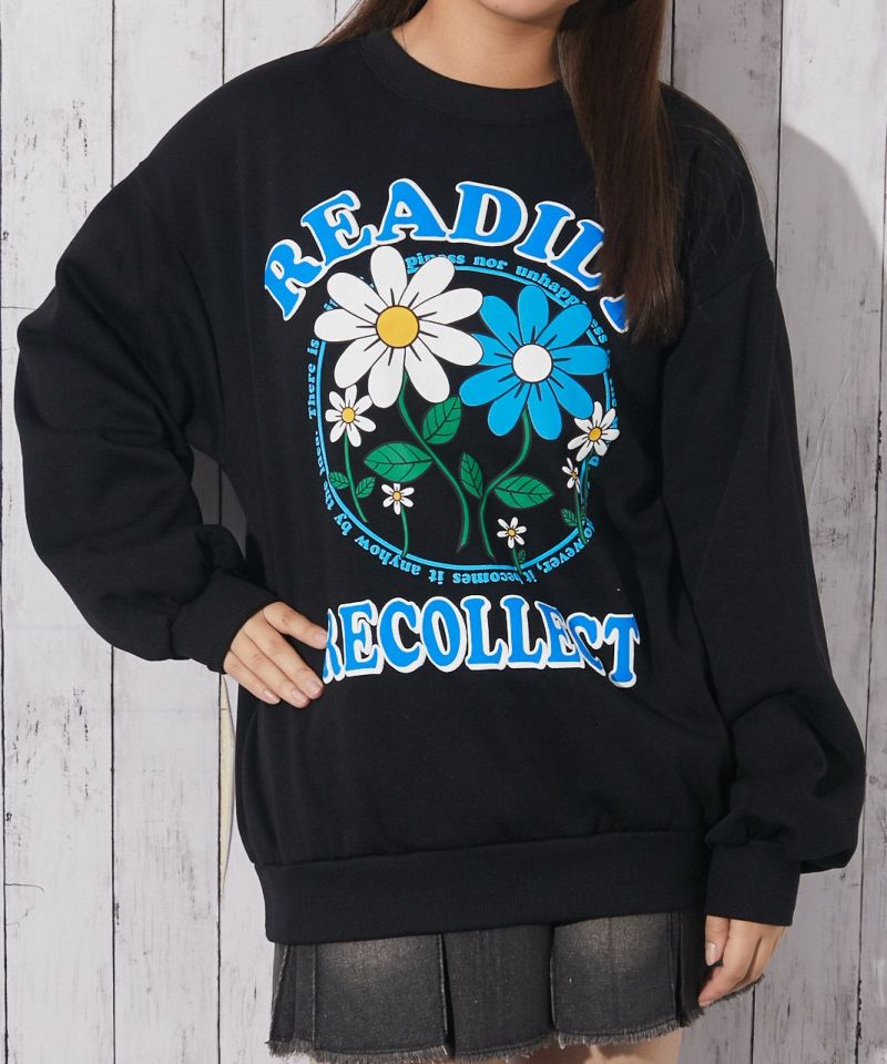 フラワープリント×裏起毛》レディース スウェット トレーナー