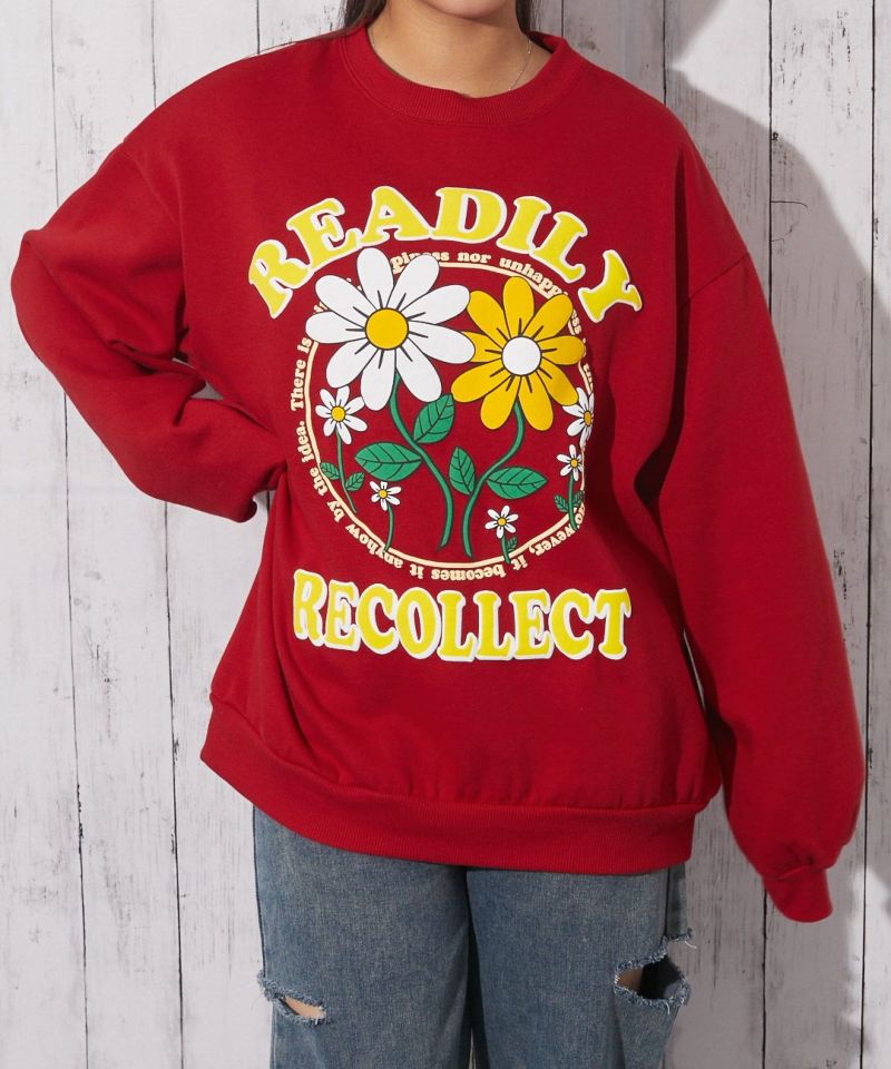 フラワープリント×裏起毛》レディース スウェット トレーナー